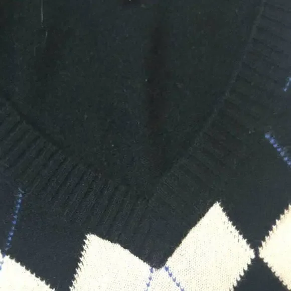 Peter Millar 100% Pure Cashmere Black/White Argyle Long Sleeve Men's Sweater